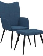 vidaXL Relaxačné kreslo s podnožkou modré látka