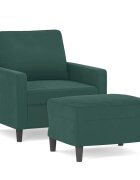 vidaXL Relaxačné kreslo s podnožkou tmavozelené 60 cm zamat