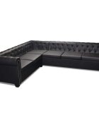 vidaXL Rohová pohovka Chesterfield 6-miestna umelá koža čierna
