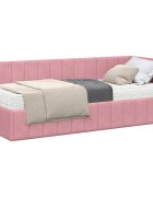 vidaXL Rohový rám postele s matracom 2 ks Ružová 80 x 200 cm Zamat