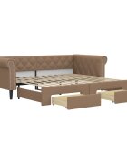 vidaXL Rozkl. denná posteľ so zásuvkami kapučínová 90x200cm umelá koža