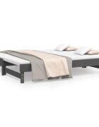 vidaXL Rozkladacia denná posteľ sivá 2x(100x200) cm borovicový masív