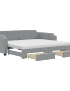 vidaXL Rozkladacia denná posteľ so zásuvkami bledosivá 90x190 cm látka