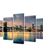 vidaXL Sada obrazov na stenu motív Brooklynský most a rieka 200 x 100 cm