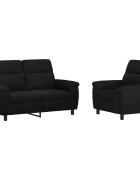vidaXL Sada pohoviek 2 pcs Čierna Látka