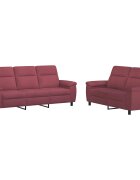 vidaXL Sada pohoviek 2 pcs Víno červené Látka