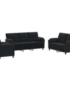 vidaXL Sada pohoviek 3 pcs Čierna Zamat