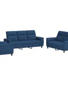 vidaXL Sada pohoviek 3 pcs Modrá Látka