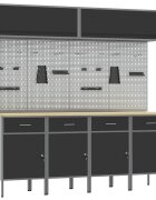 vidaXL Sada pracovných skríň so zásuvkou s úložiskom 10 ks Čierna