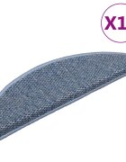 vidaXL Samolepiace nášľapy na schody vzhľad sisal 15ks 65x21x4cm modré