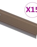 vidaXL Schodové lišty v tvare L 15 ks hliník 100 cm hnedé