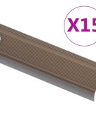 vidaXL Schodové lišty v tvare L 15 ks hliník 90 cm hnedé