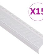 vidaXL Schodové lišty v tvare L 15 ks hliník 90 cm strieborné
