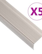 vidaXL Schodové lišty v tvare L 5 ks hliník 100 cm champagne