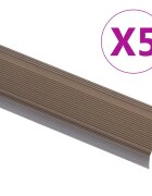 vidaXL Schodové lišty v tvare L 5 ks hliník 100 cm hnedé