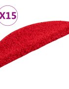 vidaXL Schodové rohože 15 ks 56x17x3 cm červené polkruhové