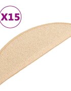 vidaXL Schodové rohože 15 ks 56x17x3 cm krémové polkruhové