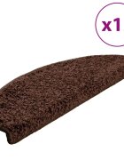 vidaXL Schodové rohože 15 ks 65x21x4 cm hnedé polkruhové veľké