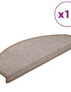 vidaXL Schodové rohože 15 ks 65x24x4 cm svetlohnedé polkruhové veľké