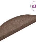 vidaXL Schodové rohože 30 ks 56x17x3 cm kávovo hnedé polkruhové