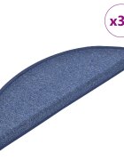 vidaXL Schodové rohože 30 ks 56x17x3 cm modré polkruhové