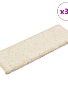 vidaXL Schodové rohože 30 ks 65x21x4 cm biele s obdĺžnikovým okrajom