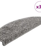 vidaXL Schodové rohože 30 ks 65x21x4 cm sivé polkruhové veľké