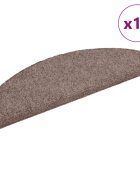 vidaXL Schodové rohože samolepiace 10 ks 65x21x4 cm svetlohnedé polkruhové veľké