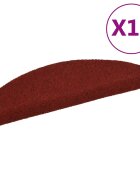vidaXL Schodové rohože samolepiace 15 ks 56x17x3 cm bordovo červené polkruhové