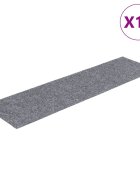 vidaXL Schodové rohože samolepiace 15 ks 76x20 cm svetlosivé obdĺžnikové