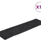 vidaXL Schodové rohože samolepiace 15 ks 76x20 cm tmavosivé obdĺžnikové