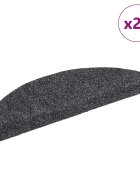vidaXL Schodové rohože samolepiace 20 ks 56x17x3 cm tmavošedé polkruhové