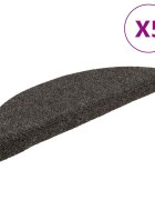 vidaXL Schodové rohože samolepiace 5 ks 56x17x3 cm antracitové polkruhové