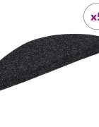 vidaXL Schodové rohože samolepiace 5 ks 56x17x3 cm čierne polkruhové