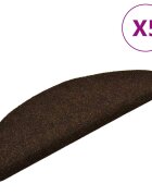 vidaXL Schodové rohože samolepiace 5 ks 65x21x4 cm hnedé polkruhové veľké