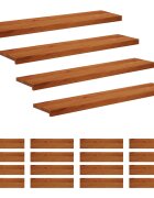 vidaXL Schodový rošt 20 ks 120 x 30 x 2 cm Hnedá Masívne dubové drevo