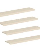 vidaXL Schodový rošt 4 ks 110 x 25 x 2 cm Biela Masívne dubové drevo