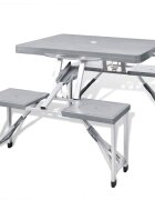 vidaXL Šedý skladací kempingový set - stôl so 4 stoličkami extra ľahký