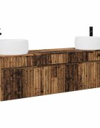 vidaXL Set kabinetov do kúpeľne 3 ks Staré drevo 157 x 445 x 80 cm