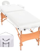 vidaXL Skladací masážny stôl 2 zóny 10 cm hrubý biely