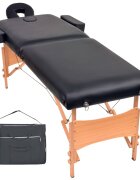 vidaXL Skladací masážny stôl 2 zóny 10 cm hrubý čierny