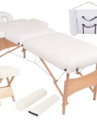 vidaXL Skladací masážny stôl 2 zóny+stolička 10 cm hrubá biela