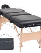 vidaXL Skladací masážny stôl 3 zóny 10 cm hrubý čierny
