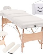 vidaXL Skladací masážny stôl 3 zóny+stolička 10 cm hrubá biela