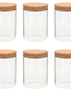 vidaXL Skladovacie sklenené poháre s korkovými viečkami 6 ks 650 ml