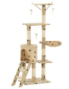 vidaXL Škrabadlo pre mačky so sisalovými stĺpikmi 138cm béžové s labkami