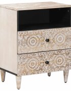 vidaXL Skriňa na posteľ Biela 50 x 33 x 60 cm Masívne mango drevo
