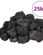 vidaXL Sopečné kamene 25 kg čierne 3-5 cm