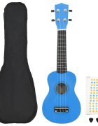 vidaXL Sopránové ukulele s taškou pre deti modré 23"