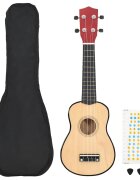 vidaXL Sopránové ukulele s taškou pre deti prírodné 21"